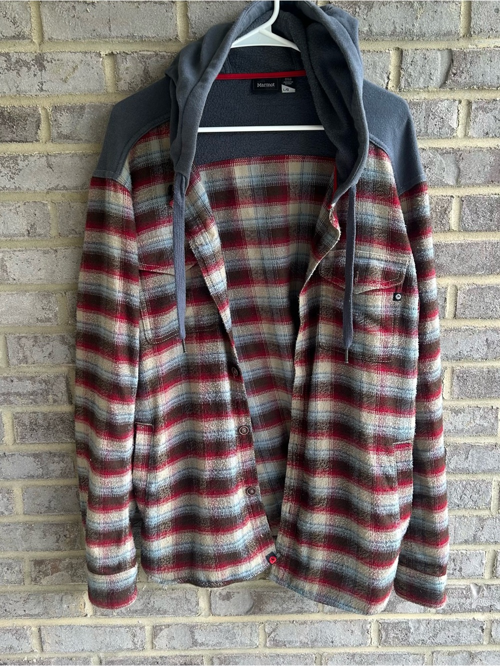 Marmot Heavyweight Hooded Flannel Shacket Fleece Lined Plaid Jacket L